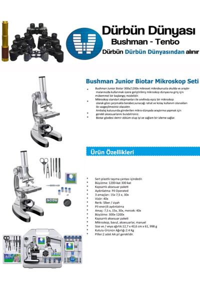 Bushman Junior Biotar 300X-1200X Öğrenci Mikroskobu