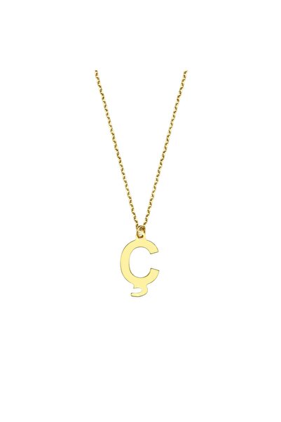 Şimal Silver 925 Ayar Gümüş Altın Kaplama Ç Harf Kolye