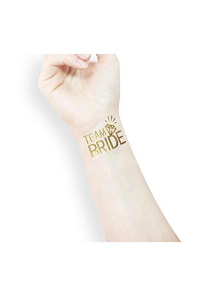 Parti dolabı Bride To Be 1 Bride 9 Team Bride Gold Renkli Altın Sarısı Geçici 10lu Dövme Bekarlığa Veda Partisi