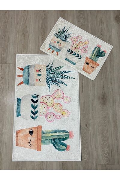 yok yok evim eve dair her şey Χαριτωμένο χαλάκι μπάνιου Cacti 2 Pack