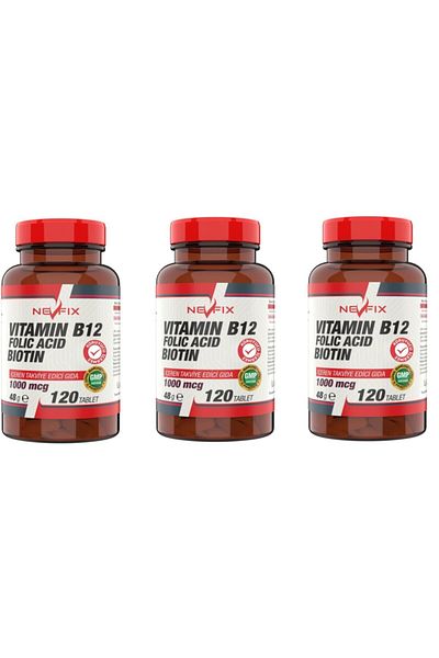 Nevfix Vitamin B12 Folic Acid Biotin 120 Tablets X 3 Boxes