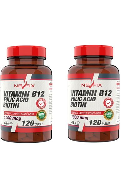 Nevfix Vitamin B12 Folic Acid Biotin 120 Tablets X 2 Boxes