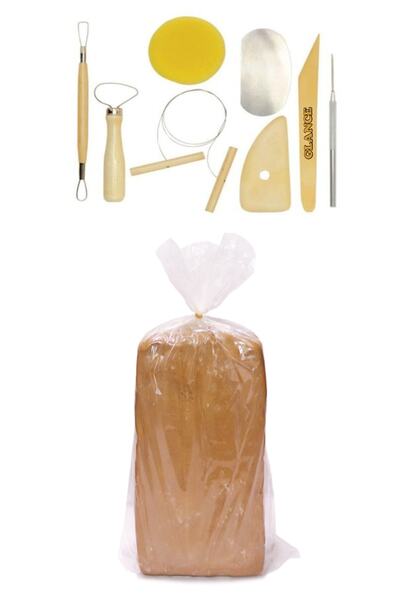 GLANCE Kırmızı Çömlek Çamuru 10 kg 8'li Seramik Şekillendirme Seti