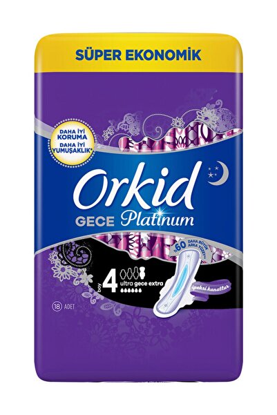 Orkid فوط صحية بلاتينية ليلية عبوة اقتصادية للغاية 18 فوطة [منفذ]