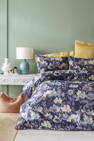 İssimo Home Moss 210 Tc (83 Tel) Dijital Pamuk Saten Çift Kişilik Nevresim Ta...