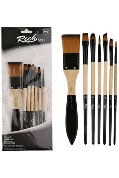 Cenova Art Πλούσιο Σετ 1 - Σετ πινέλων ακρυλικών και ελαιών 7 τεμαχίων
