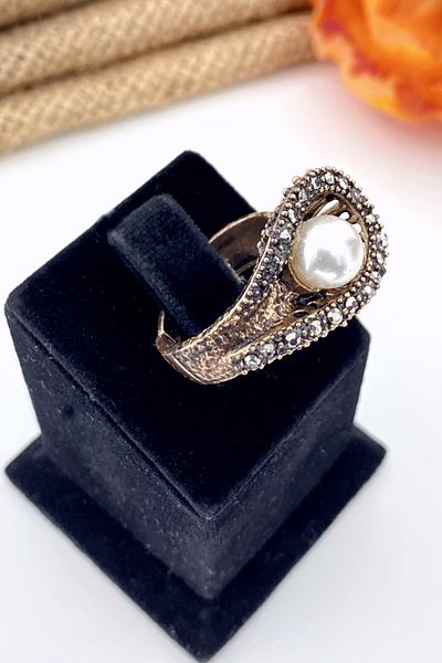 Esra Pamir Marcasite Jewelled Pearl Ring