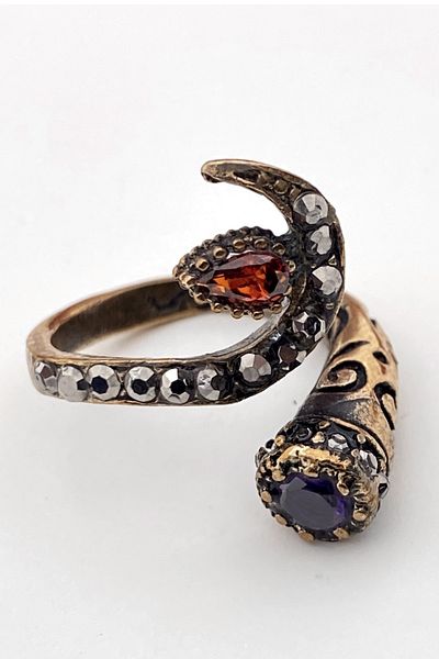 Esra Pamir Marcasite Stone Decorated Rhinestone Ring