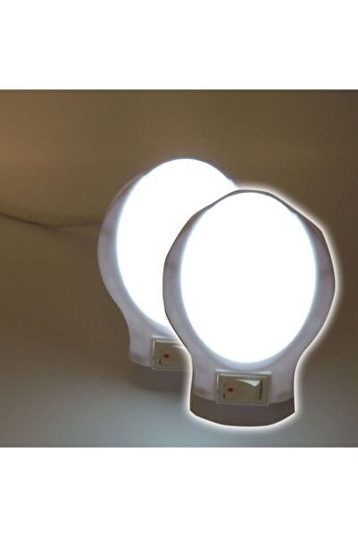 Sunlight Ufo Led Gece Lambası 0,5w Tasarruflu Işıklı Fişli Düğmeli 2 Adet Beyaz