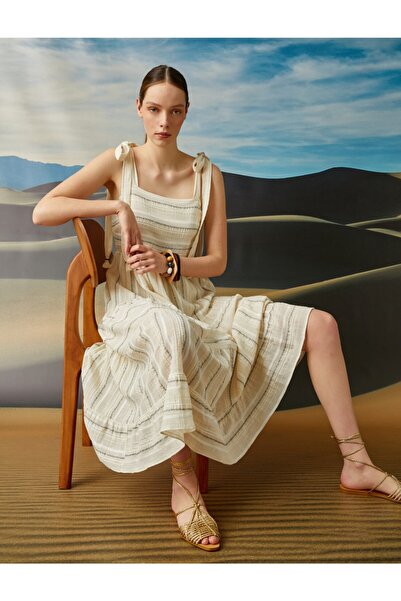 Koton Rochie cu gât pătrat Bumbac cu dungi