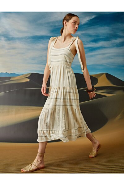 Koton Rochie cu gât pătrat Bumbac cu dungi