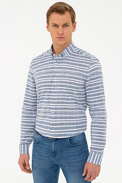 Pierre Cardin Πουκάμισο Navy Blue Slim Fit