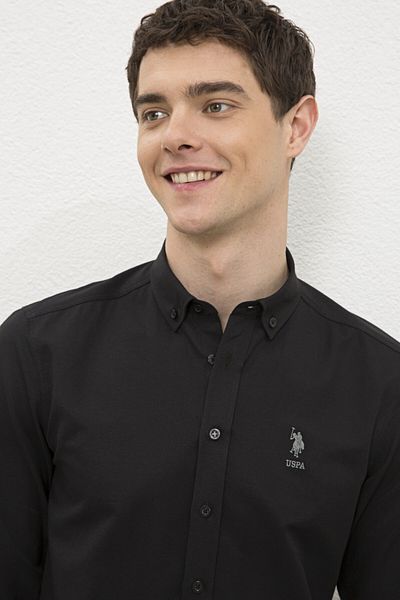 U.S. Polo Assn. Βάση. Ανδρικό πουκάμισο Polo Slim Fit 1102439   Nova 046 Μαύρο