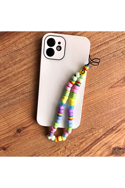 HappyCase Smile Ve Renkli Boncuklu, Tüm Telefon Kılıflarına Uygun Telefon Askısı