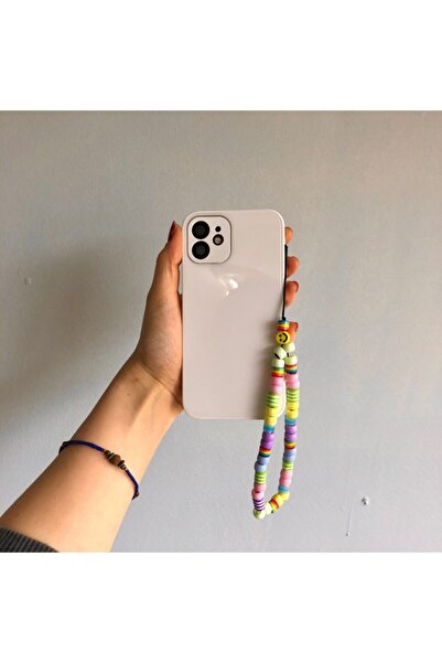 HappyCase Smile Ve Renkli Boncuklu, Tüm Telefon Kılıflarına Uygun Telefon Askısı