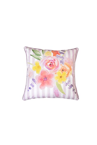 ge living Față de pernă colorată cu model de flori, 100% bumbac organic, 50 X 50