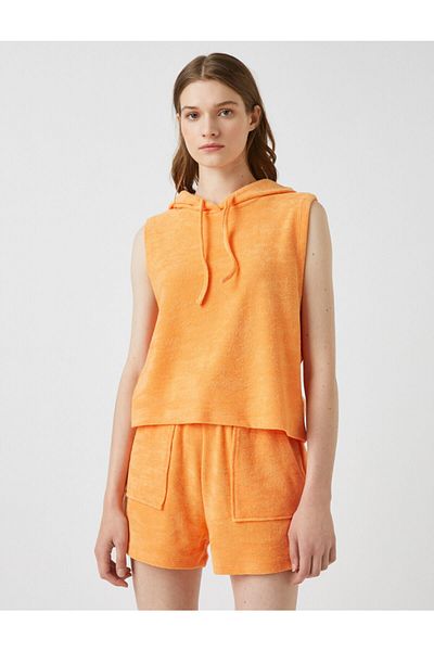 Koton Kapuzenpullover aus ärmelloser Baumwolle