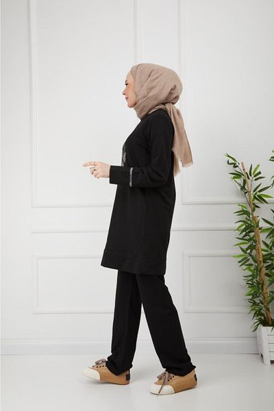 CNG MODA Black Butterfly Stone Double Set