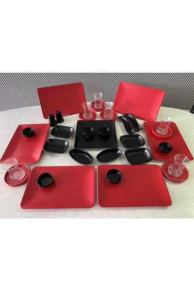 Keramika 35 Piece Siera Matte Red Breakfast Set