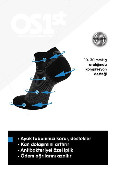 OS1st Fs4 Plantar Fasiit Çorap, Medikal Destek, Unisex