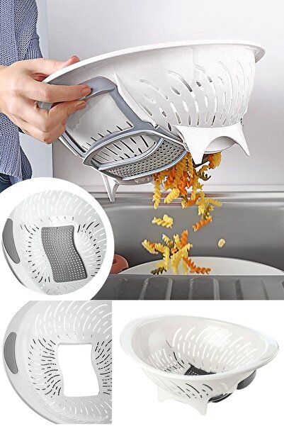 Genel Markalar Açılır Kapaklı Pratik Makarna Süzgeci - Akıllı Lavabo Içi Sebz...