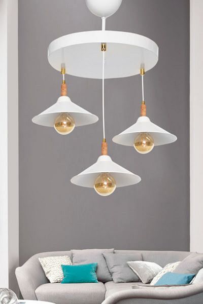 DEDE Decorative Triple Tapado White Pendant Lamp Chandelier