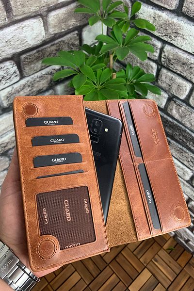 GUARD Leather Men's/Women's Portfolio Wallet with Phone Slot - Tiguan Tan