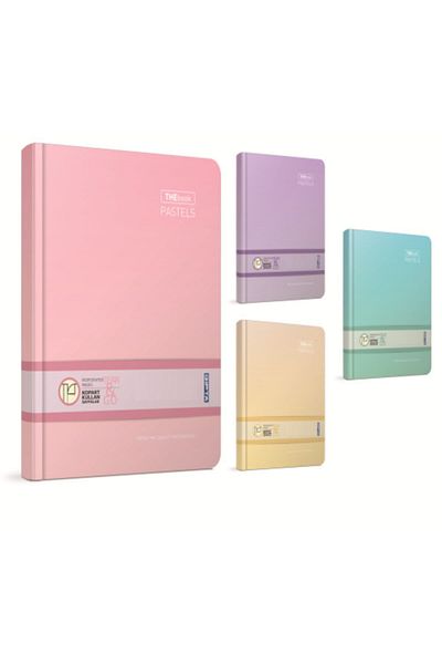 Gıpta Thebook Pastels Rope Stitched Hard Cover Notebook 20x28cm 160 Sheets Checkered 3044 (mixed Color 1 Piece)