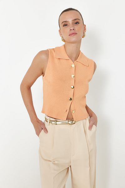 Trendyol Collection Трикотажний жилет преміум-класу з оранжевої пряжі TWOSS24SV00005