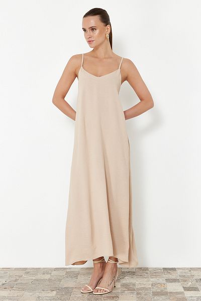 Trendyol Collection Maxikleid mit V-Ausschnitt und geradem Schnitt und Schmucksteinen - TWOSS24EL00995