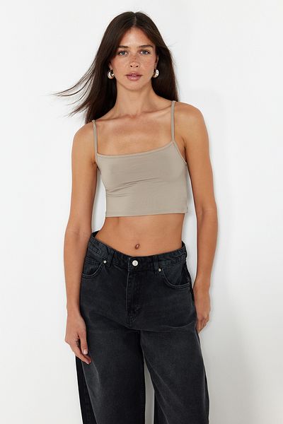 Trendyol Collection Schwarz-Nerz 2er-Pack Polyamid-Anteil Träger Crop Fitted Flexible Knitted Athlete TWOSS24AL00053