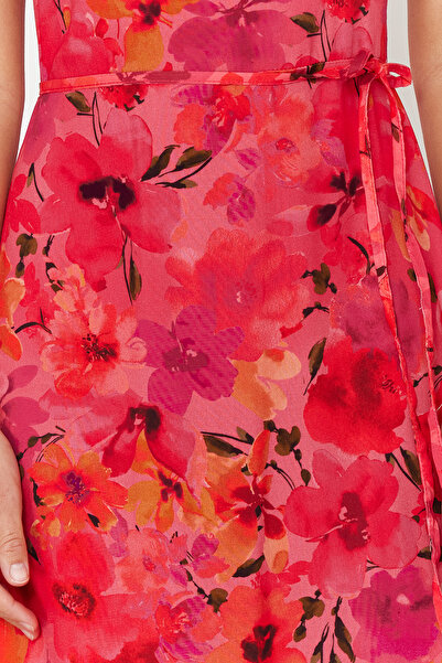 Trendyol Collection Fuchsia Polka Dot A-Linien-Midikleid aus Webstoff TWOSS24EL00767