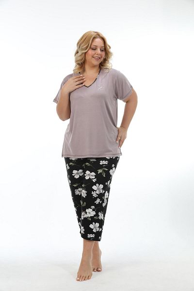 Etoile Plus Size Bamboo Women's Capri Suit Pajamas 74003