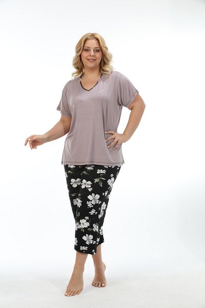 Etoile Plus Size Bamboo Women's Capri Suit Pajamas 74003