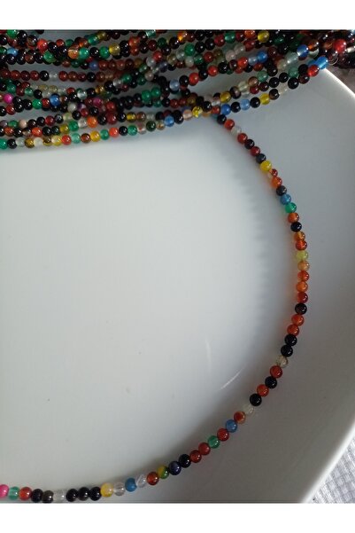 Mudita Tasarım 3 mm küre kesim renkli Akik boncuk