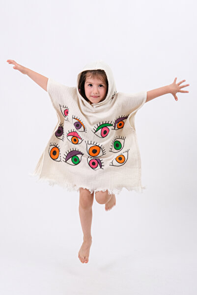 NAURA Concept قطن عضوي موسلين - بونشو للأطفال والرضع بغطاء للرأس، منشفة حمام