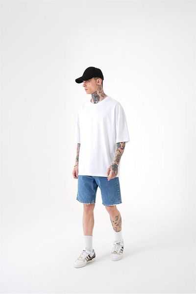 Relax family xf Ανδρικό μπλουζάκι Oversize Loose Cut Λευκό Μαύρο με στάμπα στην πλάτη