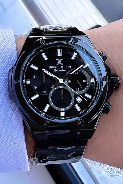 Daniel Klein Exclusive Men's Wristwatch 3 Atm Waterproof Black Color Steel Cord Bracelet Gift Dkh4537c1