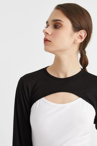 ESPİNA Crew Neck Cotton Long Sleeve Women's Neck Collar