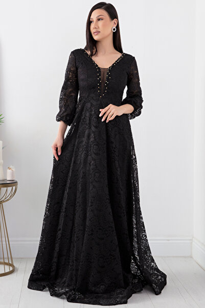 PULLIMM Mimoza 13312 Dantel Uzun Elbise