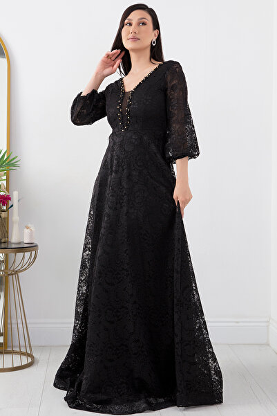 PULLIMM Mimoza 13312 Dantel Uzun Elbise