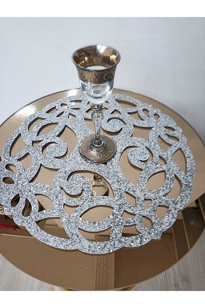 SEHARA 3 Κάλυμμα (ΕΞΑΙΡΕΤΑΙ ΤΟ ΤΡΑΠΕΖΙ) / 33cm Στρογγυλό/ασημί αστραφτερό / Συνθετικό δέρμα /