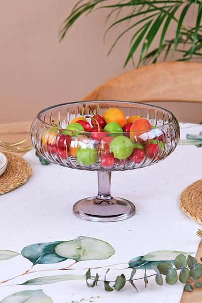 Glore Glass Smoked Large Size Footed Salad Door