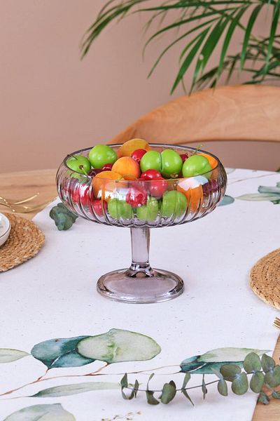 Glore Smoke Colored Medium Size Salad Bowl - With Foot