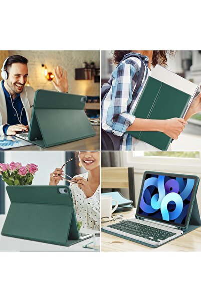 m.tk moveteck İpad Air 11 Inç 2024 2025 M2/m3 Uyumlu Klavyeli Tablet Kılıf Bluetooth Kalem Bölmeli Standlı