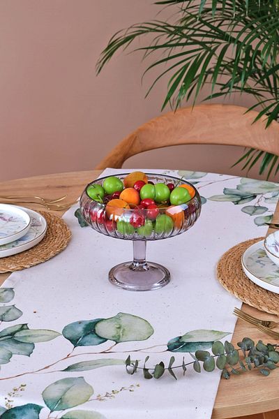 Glore Smoke Colored Medium Size Salad Bowl - With Foot