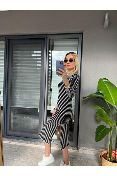 Chamakh Striped Pola Collar Dress