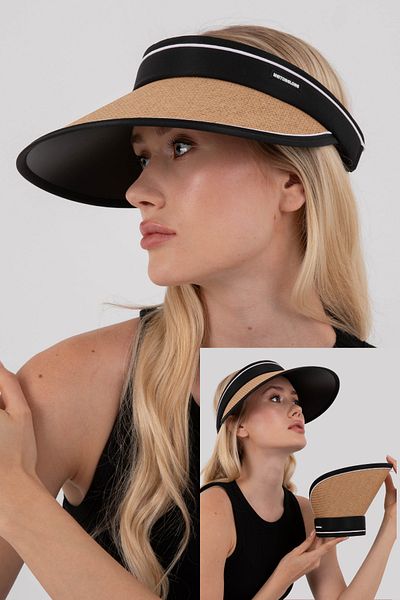 Hat Town Straw Visor Hat - Foldable Tennis Cap