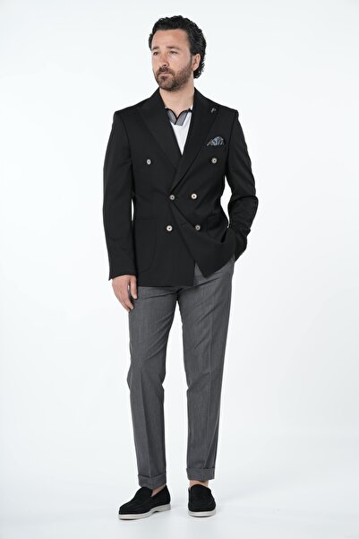 PAREZ Men's Premium Italian Style Slim Fit Double Breasted Jacket - Punto Sti...