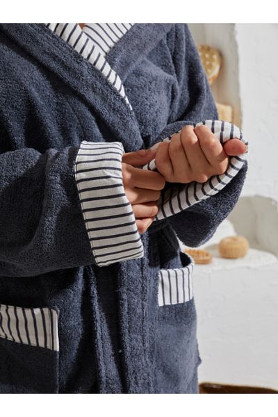 Homelover Εξαιρετικά απαλό γκρι καπέλο μπουρνούζι Unisex με κουκούλα - 100% βαμβάκι, με επένδυση